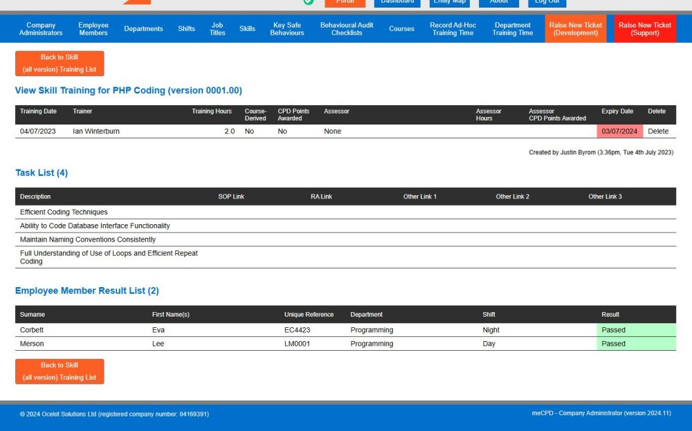 Skill-based Training Example